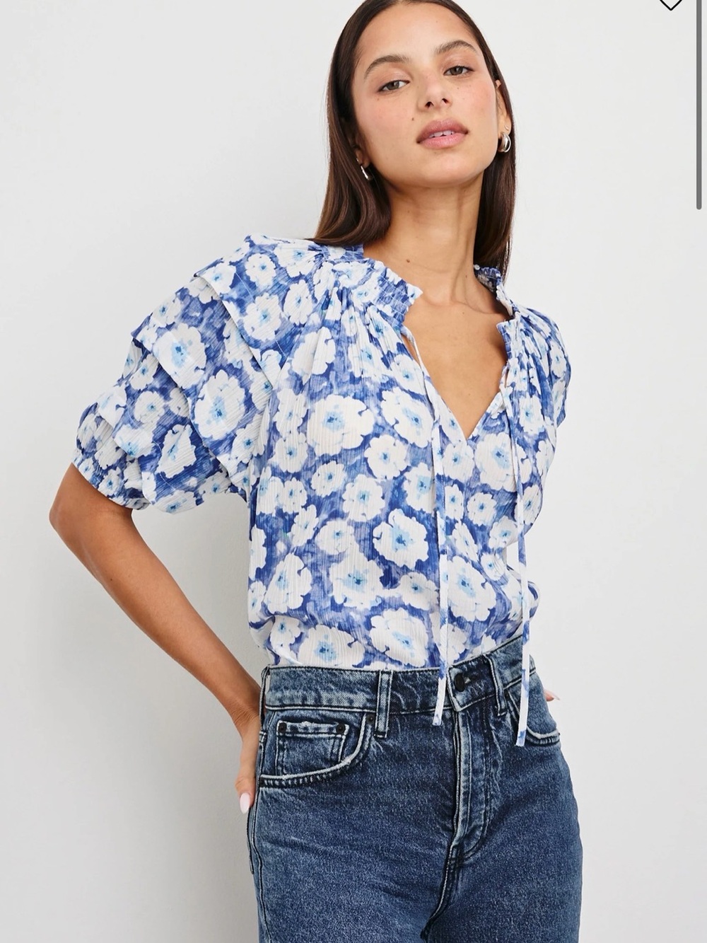 Rails | Paris Floral Puff Sleeve Blouse Top Size Small, Boho, Romantic